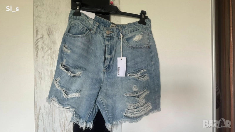 Нови къси накъсани дънки Л размер, снимка 1