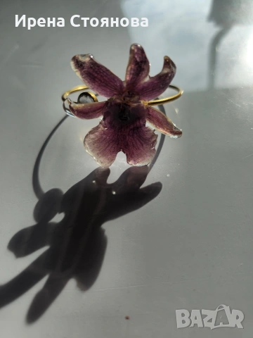 Гривна с естествен цвят на орхидея Miltonia. , снимка 10 - Гривни - 53737993