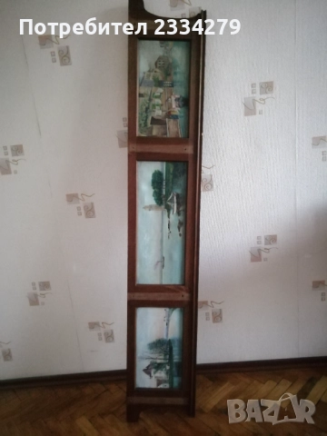 Античен голям триптих, стари рисувани картини на платна. , снимка 2 - Пана - 51802904