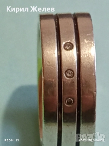 Сребърен пръстен тип халка с инкрустирани кристали Авторско Арт бижу 50123, снимка 8 - Пръстени - 52909442