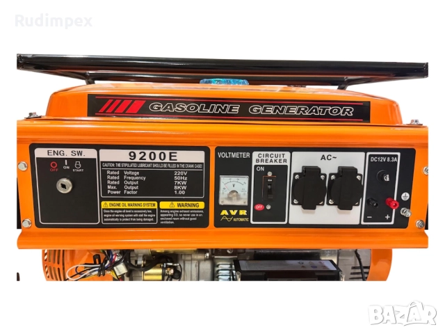 Генератор за ток 8 kW, бензинов, монофазен, AVR, електрически стартер, 100% медни намотки, с колела , снимка 7 - Други машини и части - 51967640