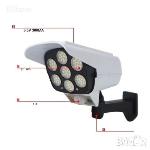 🔆 Соларна лампа с дизайн на камера за видеонаблюдение – 3 режима на осветление, снимка 9 - Друга електроника - 53565245