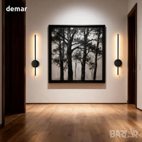 Акумулаторни LED стенни аплици с дистанционно, черни, 70 см, 2 броя, снимка 9 - Лампи за стена - 53645691