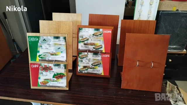 Меню дървена стойка - Дисплей за мхоголистово меню 23/34см, снимка 12 - Обзавеждане за заведение - 51173517