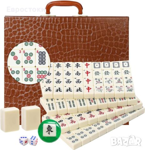 Комплект за маджонг LANYOTA, комплект за игра на китайски маджонг с куфар за носене, снимка 4 - Настолни игри - 45650831