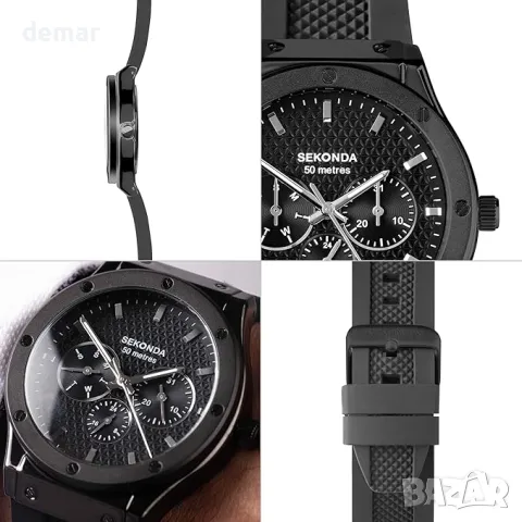 Мъжки часовник Sekonda Titan 42 мм с кварцов механизъм в черно, снимка 3 - Мъжки - 49847668