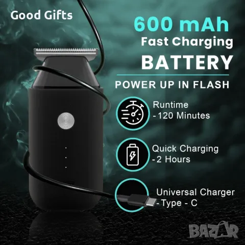 Мини Тример VGR V-932 – Компактен, USB-C, 120 мин. работа за брада и тяло, снимка 5 - Машинки за подстригване - 50390441