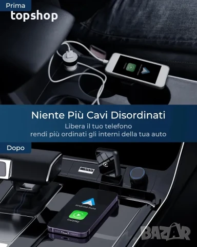 WityEye 2 В 1 Android и Carplay адаптер, Bluetooth V5.3, 5,8GHz WiFi/USB C/A, за iOS10+, Android 11+, снимка 6 - Аксесоари и консумативи - 50511326