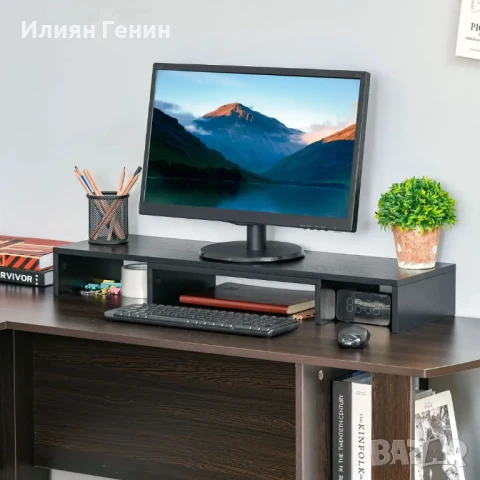 Стойка за монитор Vinsetto, МДФ, 80-117x23,5x10 см, снимка 9 - Етажерки - 51142597