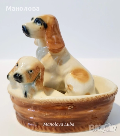 Винтидж японски порцеланова фигурка, кученца Шпаньол