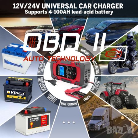 Смарт Зарядно 4AH - 100AH Smart Charger 12V/24V Безплатна доставка, снимка 9 - Аксесоари и консумативи - 38418324