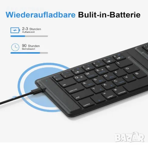 Сгъваема клавиатура OMOTON KB567, акумулаторна безжична Bluetooth клавиатура, преносима сгъваема , снимка 5 - Клавиатури и мишки - 50042325