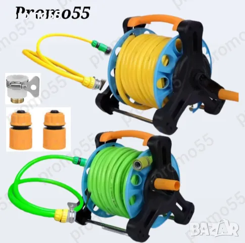 Преносима макара с градински маркуч 25м., пръскачка, накрайници, снимка 4 - Напояване - 49313110