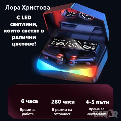 Безжични слушалки с LCD дисплей и зареждащ кейс HF28, снимка 2 - Безжични слушалки - 47793726