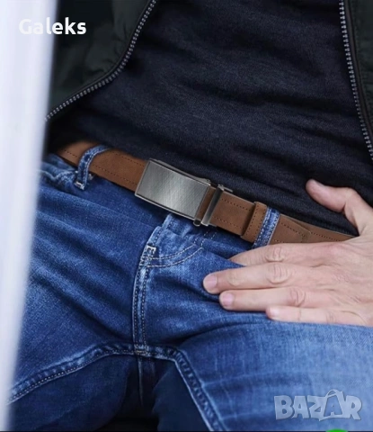 Мъжки официален колан с изчистена тъмна визия /Автоматична катарамата!, снимка 7 - Колани - 54091122