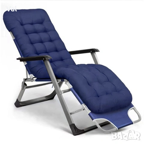 Луксозен шезлонг за градина и басейн - Мека ватирана възглавница, дишаща материя Textoline , снимка 4 - Градински мебели, декорация  - 53891585