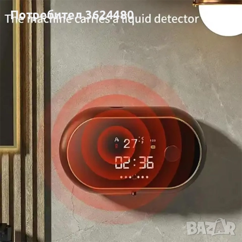 Стенен Диспенсър за Сапун 500 мл – Час и  C/F Термометър 4496, снимка 6 - Други стоки за дома - 52554434