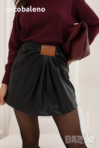 Дамска еко кожена пола с впечатляващи плисета, 2цвята , снимка 10 - Поли - 52180352