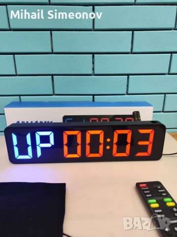 Gym Timer 15" – Дигитален LED стенен часовник с таймер и дистанционно, снимка 7 - Други - 52987063