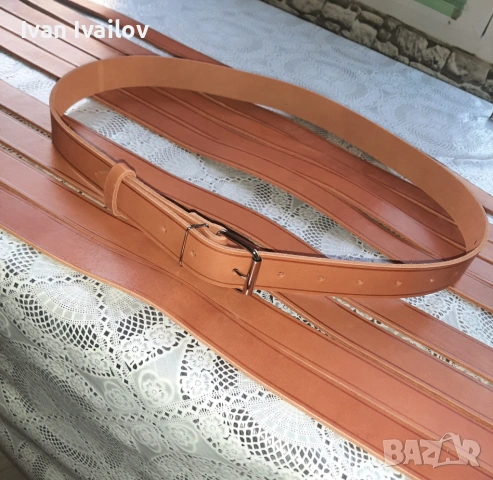 Мъжки колан от ЕСТЕСТВЕНА КОЖА – Ръчна изработка (Дължина до 150 см), снимка 3 - Колани - 54121913