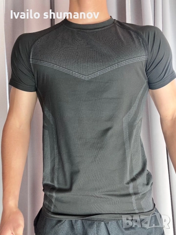 Compression shirt black/grey design, снимка 3 - Спортни дрехи, екипи - 54137375