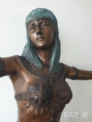 150см-37кг Chiparus статуя/голяма френска бронзова скулптура/Арт Деко фигура на египетска танцьорка, снимка 5 - Статуетки - 52134630