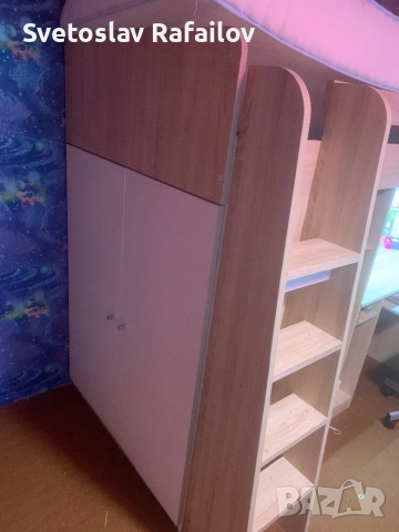 Детско двуетажно легло с бюро и гардероб с двулицев матрак Заедно детска секция с бюро и гардероб 15, снимка 4 - Мебели за детската стая - 52582292