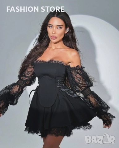 Луксозна рокля с корсет и дантела🖤, снимка 7 - Рокли - 52939714