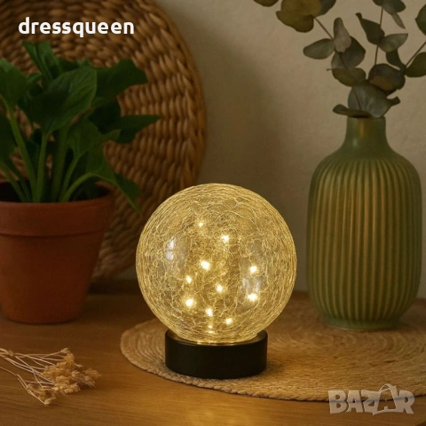 1253070 Соларна лампа тип „Кристална топка“ 15 см – Ефект на напукано стъкло за пътеки и лехи, снимка 4 - Соларни лампи - 53929444