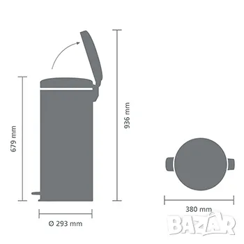  Продавам нов кош за боклук Brabantia New Icon 30 л, черен – с транспортен дефект, снимка 2 - Други - 47727202