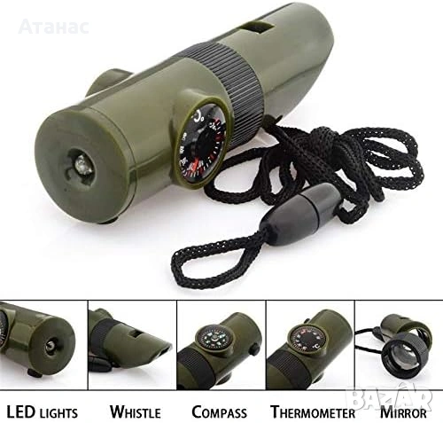 Мултифункционална свирка за оцеляване 7-в-1, снимка 2 - Палатки - 53427916