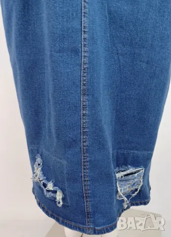 XL-XXL Еластична дънкова рокля, снимка 3 - Рокли - 50254129