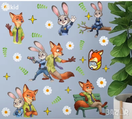 2 вид Зоотопия Зоотрополис zootopia Zootropolis герои самозалепващ стикер лепенка за стена мебел 