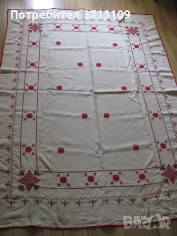 Голяма покривка за маса, ръчна бродерия, шевици, 180х140см., снимка 8 - Антикварни и старинни предмети - 51837738