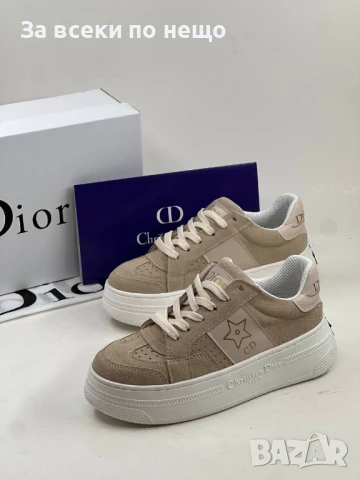 Christian Dior Дамски Бежови Маратонки С Бяла Подметка 👟Дамски Спортни Обувки Кристиан Диор Код E64, снимка 3 - Маратонки - 51004087