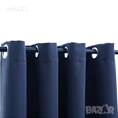 vidaXL Затъмняващи завеси с метални халки, 2 бр, сини, 140x225 см（SKU:134451）, снимка 3 - Пердета и завеси - 49297722