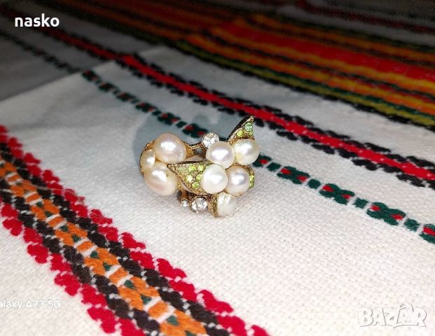 Дамски пръстен с перли, снимка 2 - Антикварни и старинни предмети - 46446968