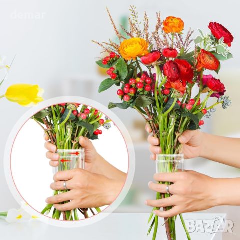 2 бр. Спираловиден държач за стеблото за цветя заа ваза, за икебана, прозрачен (S+L), снимка 6 - Вази - 45783898