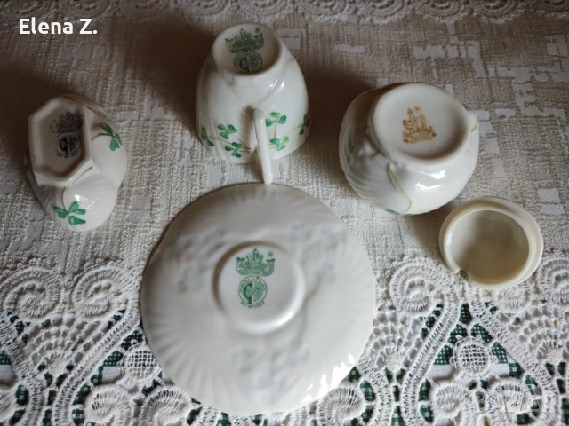 Комплект ръчно изработени съдове Belleek Ирландия - 3, снимка 15 - Декорация за дома - 53656486