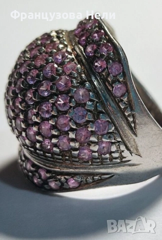 Стар сребърен пръстен със Сапфири, снимка 2 - Пръстени - 54288658