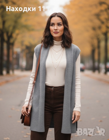 Уникален дълъг елек жилетка без ръкави, размер S-M, като нов