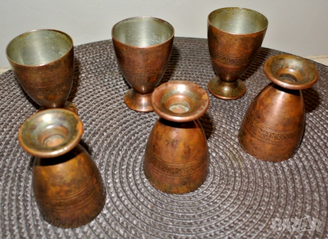 Медни чаши за ракия 50мл, снимка 3 - Антикварни и старинни предмети - 52802413