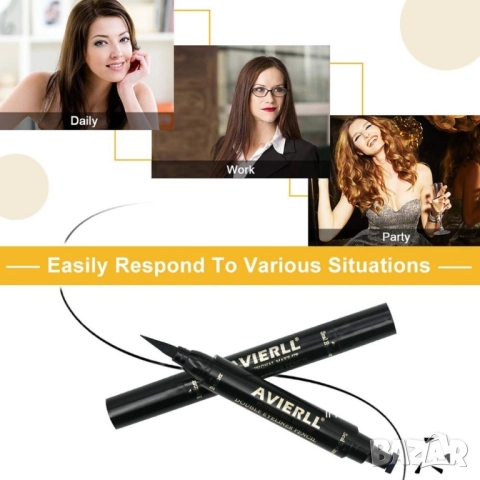 Двойна очна линия-писалка с дълготраен ефект и водоустойчивост