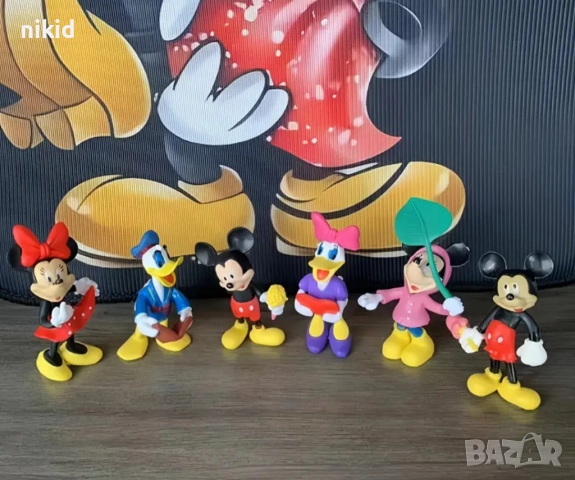 6 бр Мики Мини Маус с аксесоари пластмасови играчки фигурки декорация торта украса, снимка 8 - Фигурки - 35454918