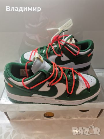 Nike Dunk Off-White Pine Green Мъжки Обувки 43 EUR+ Кутия., снимка 1 - Маратонки - 46454086