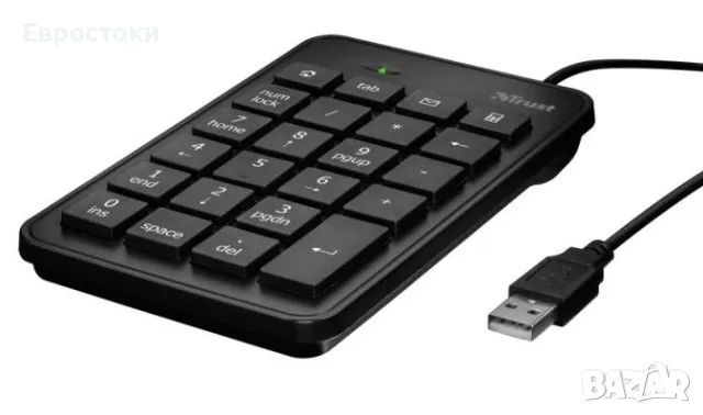 Цифрова клавиатура TRUST Xalas Numeric Keypad, кабелна цифрова клавиатура USB, цвят: черно, снимка 4 - Клавиатури и мишки - 46982599