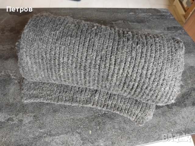 Плетен шал от вълна 100% ZARA, тъмносив, снимка 3 - Шалове - 53093309