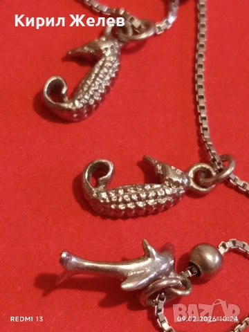 Нежна сребърна АРТ гривна с делфининчета,морско конче елегантен дизайн 53678, снимка 2 - Гривни - 53410305
