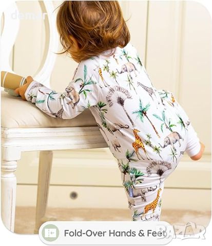 BABYGO® Baby Grow Бебешка пижама с цип, 95% бамбукова, унисекс, за бебета, снимка 3 - Комплекти за бебе - 45670600