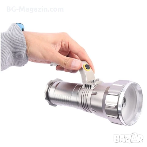 Професионален мощен акумулаторен ръчен прожектор LED фенер 3 батерии 18650 за лов риболов къмпинг, снимка 4 - Къмпинг осветление - 51027579